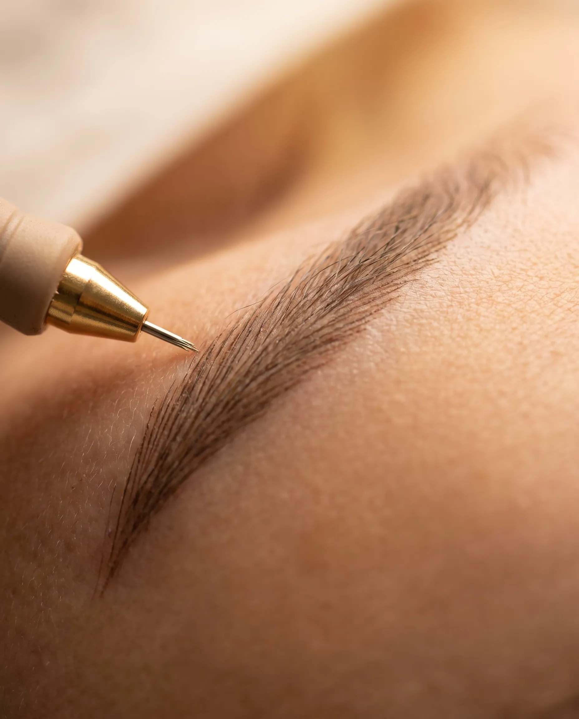 Traits fins de pigmentation façon Nano Blading imitant la pousse naturelle du poil